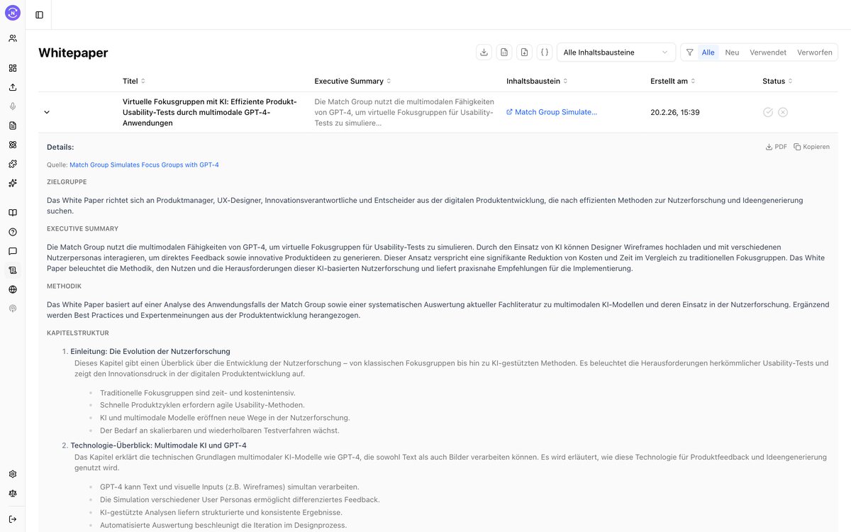 Noutdated Whitepaper-Generator — KI-gestützte Whitepaper-Entwürfe mit Executive Summary und Struktur